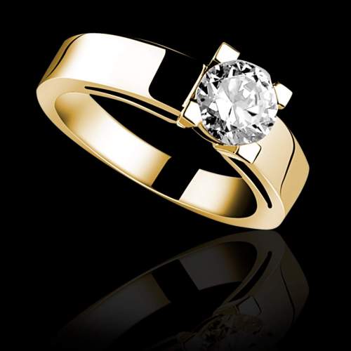 Bague solitaire diamant or jaune Celine